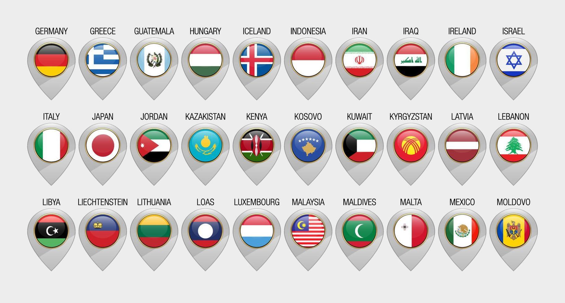 Map Pointer or Marker With Flags Design Template vector