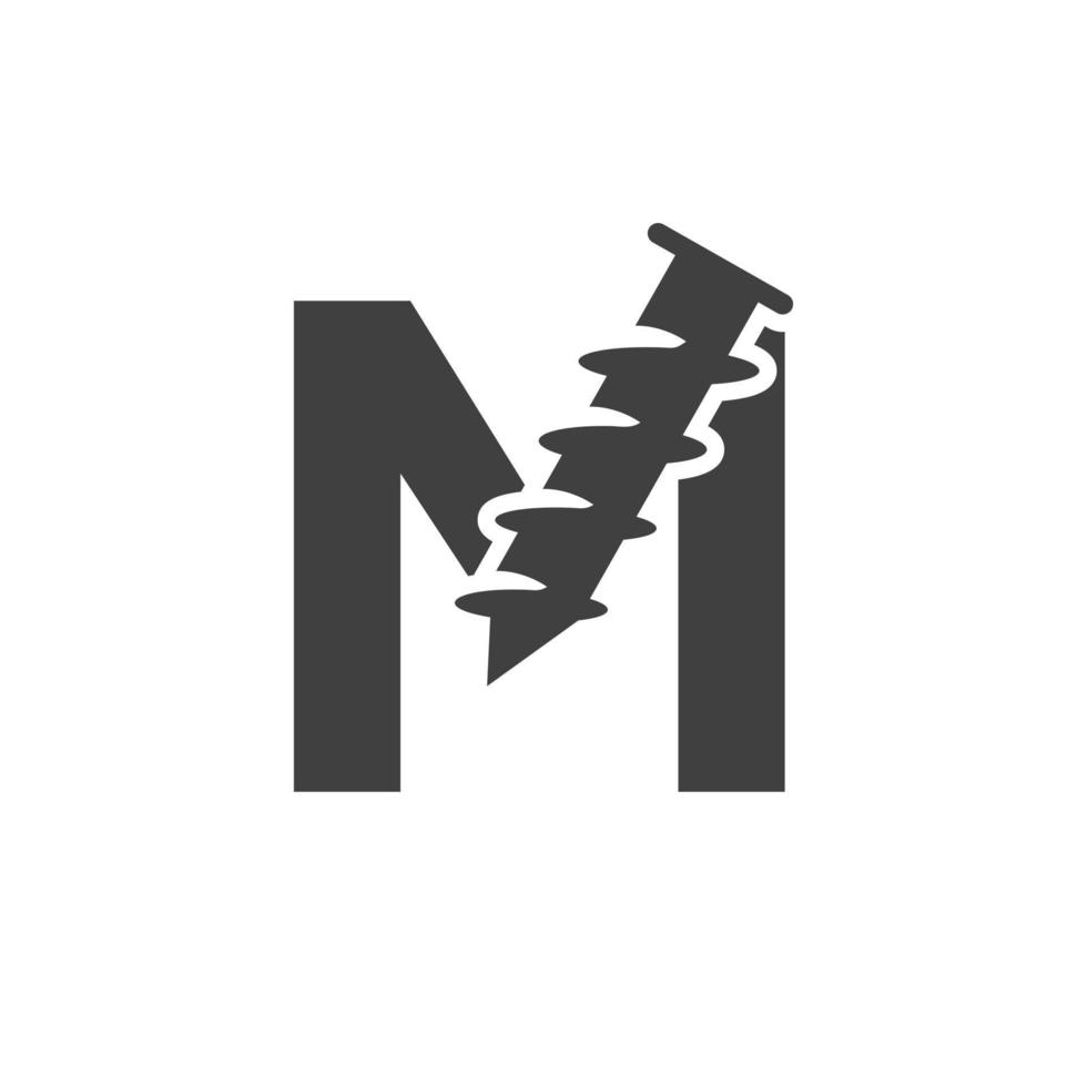 Letter M Screw Logo Template For Construction Ironmonger  Symbol Design vector