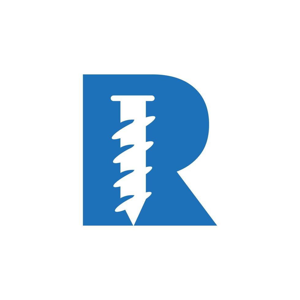 Letter R Screw Logo Template For Construction Ironmonger  Symbol Design vector