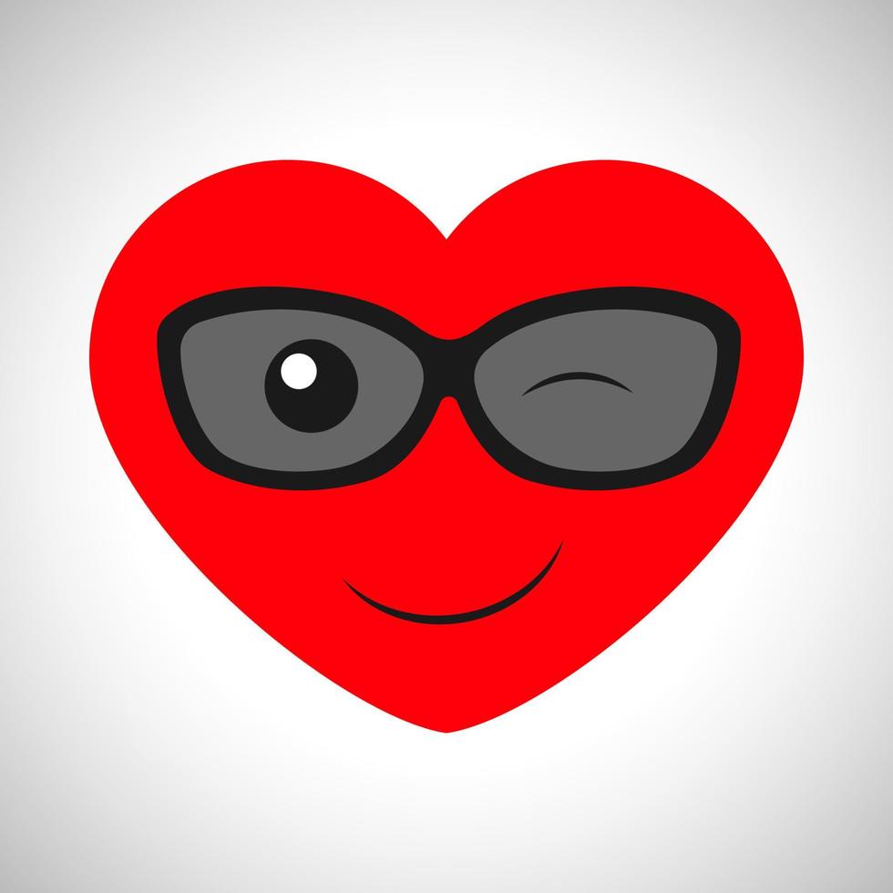 guiñando el corazón de dibujos animados con gafas. símbolo de amor. ilustración vectorial vector