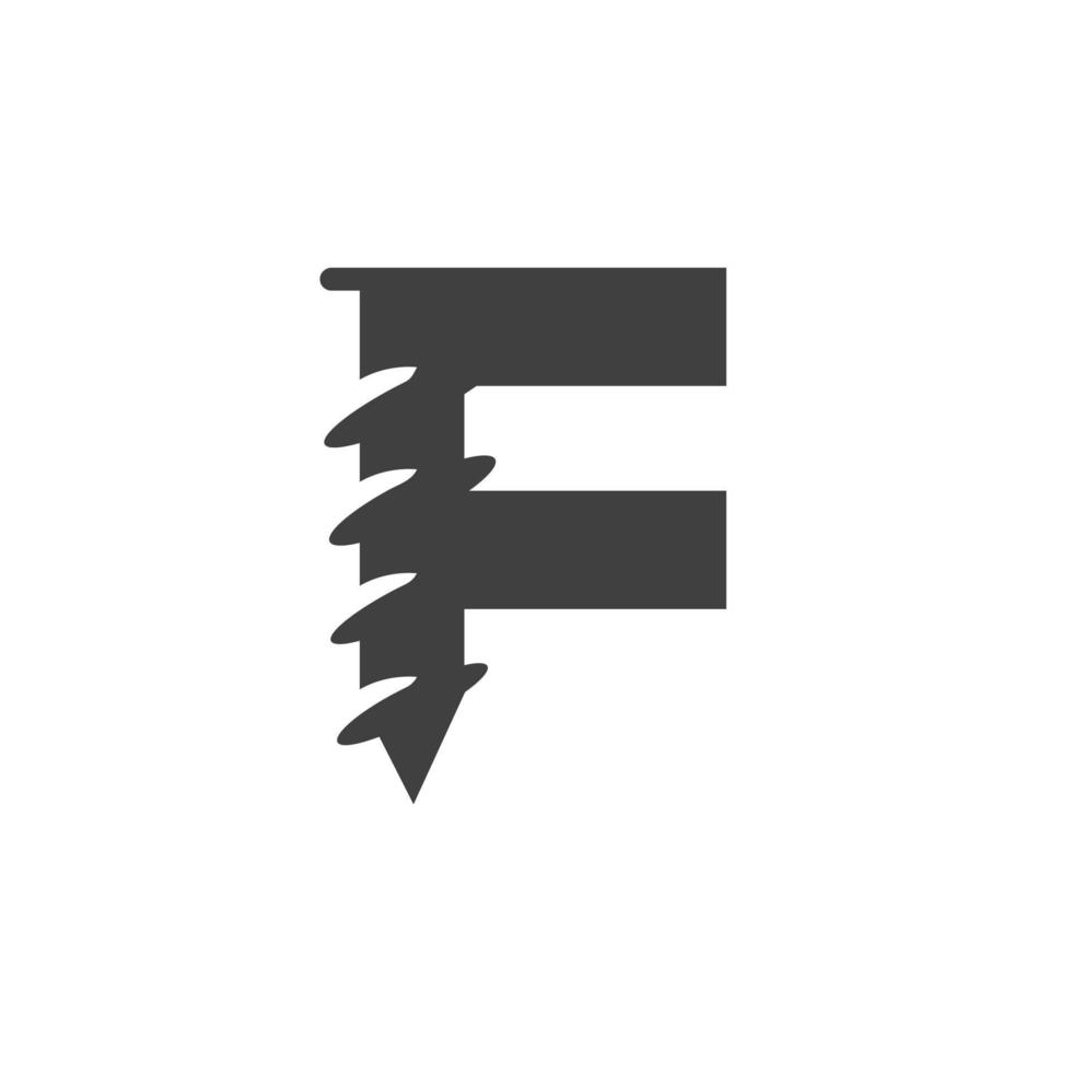 Letter F Screw Logo Template For Construction Ironmonger  Symbol Design vector