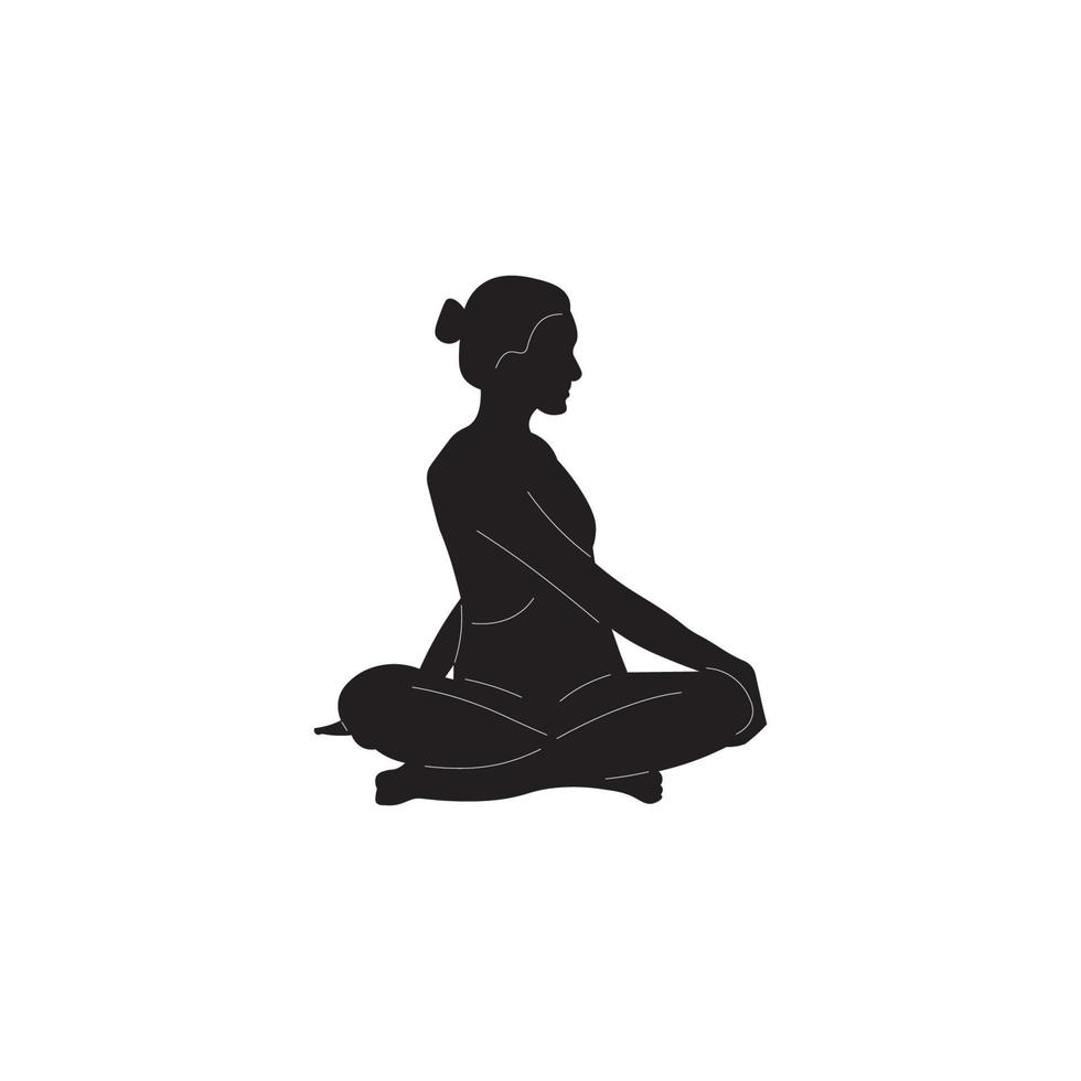 Yoga black white silhouette vector image