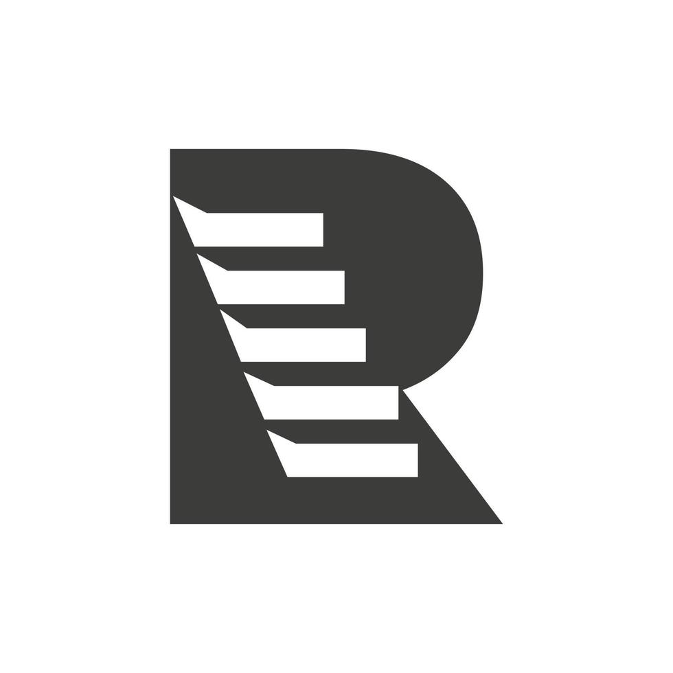 Initial Letter R Stair Logo. Step Logo Symbol Alphabet Based Vector Template