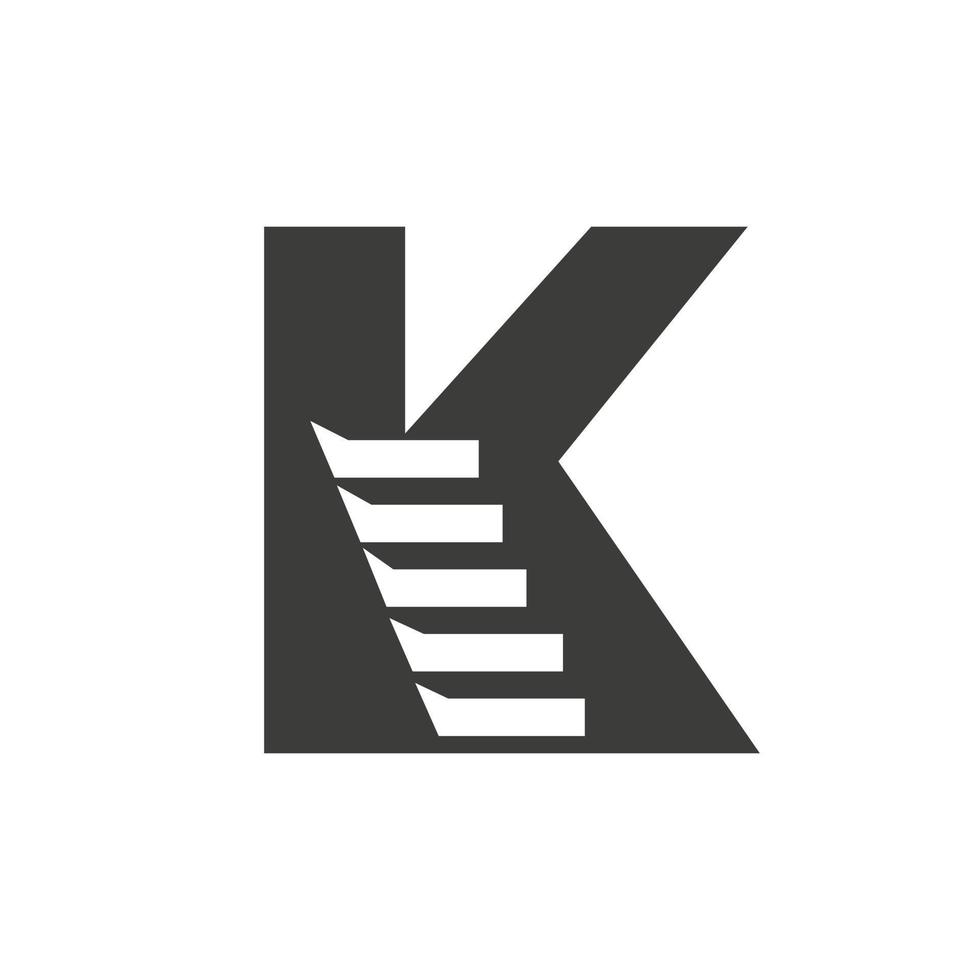 Initial Letter K Stair Logo. Step Logo Symbol Alphabet Based Vector Template