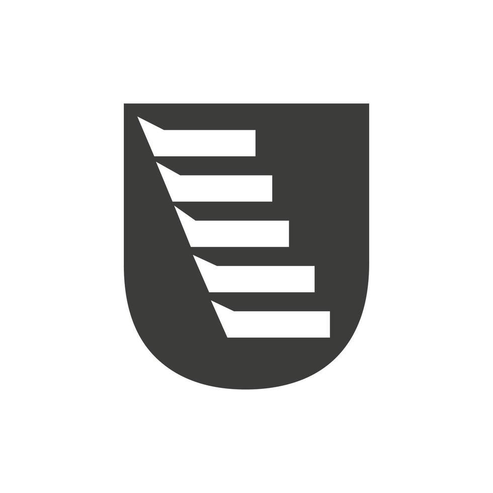 Initial Letter U Stair Logo. Step Logo Symbol Alphabet Based Vector Template