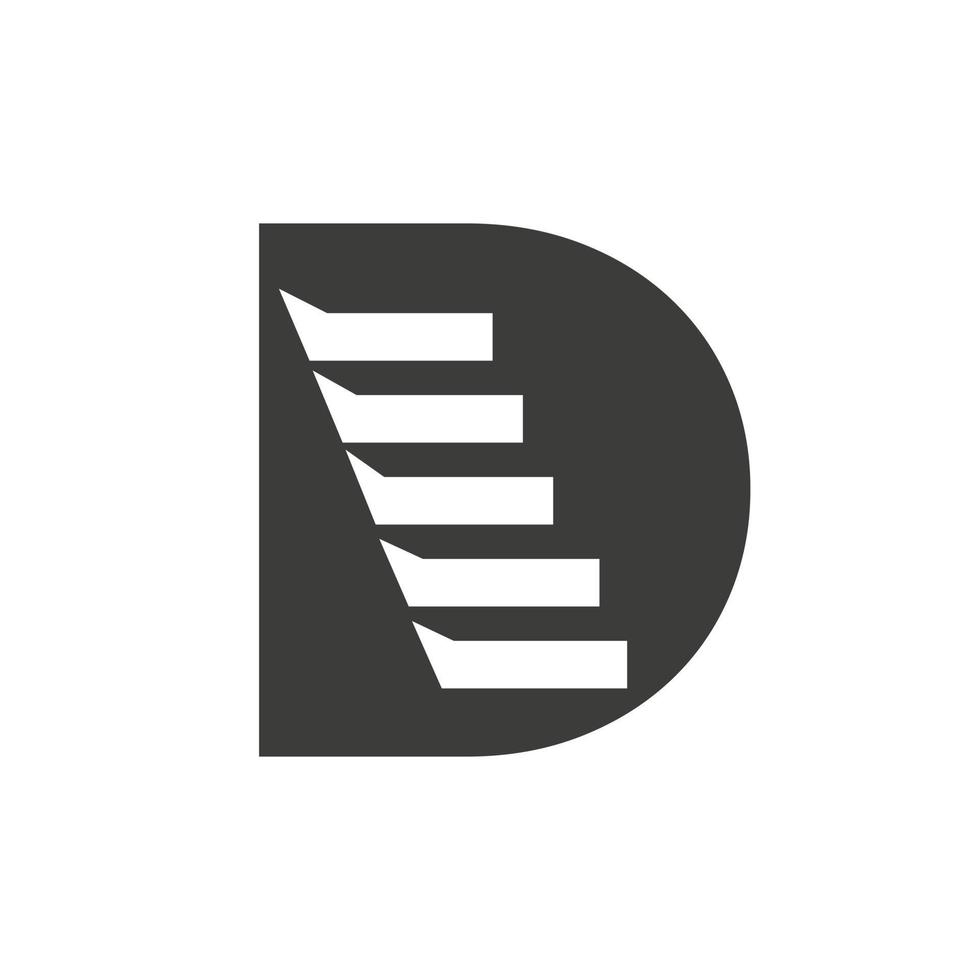 Initial Letter D Stair Logo. Step Logo Symbol Alphabet Based Vector Template