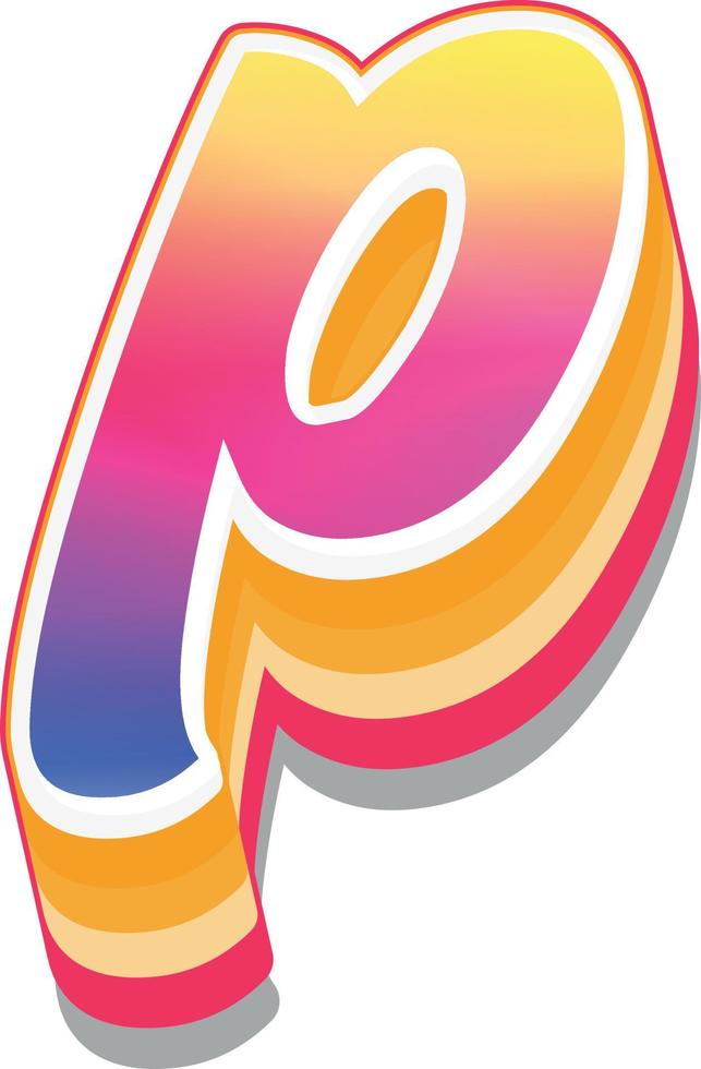 Colorful 3d illustration of small letter p vector