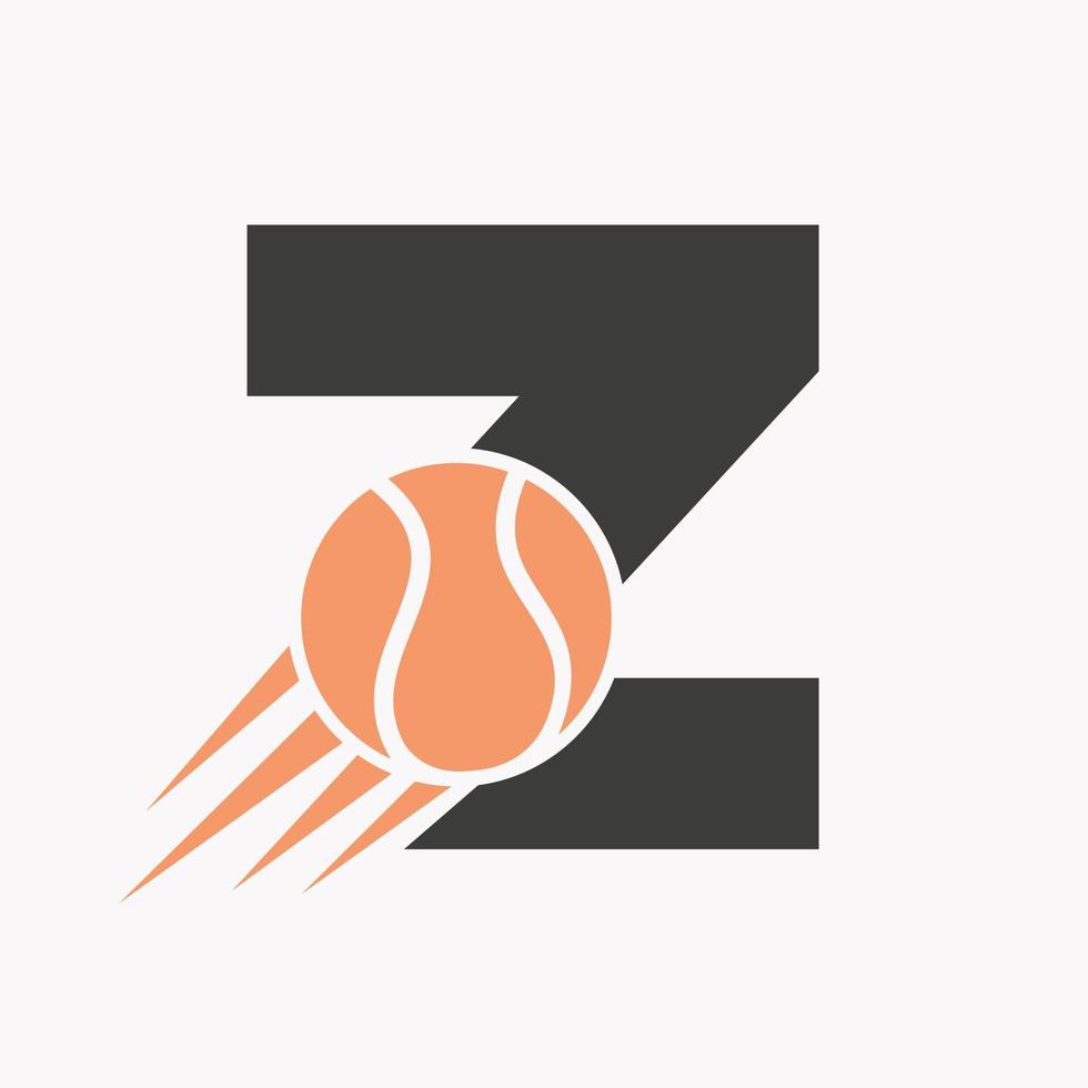 Initial Letter Z Tennis Logo Concept With Moving Tennis Ball Icon. Tennis Sports Logotype Symbol Vector Template