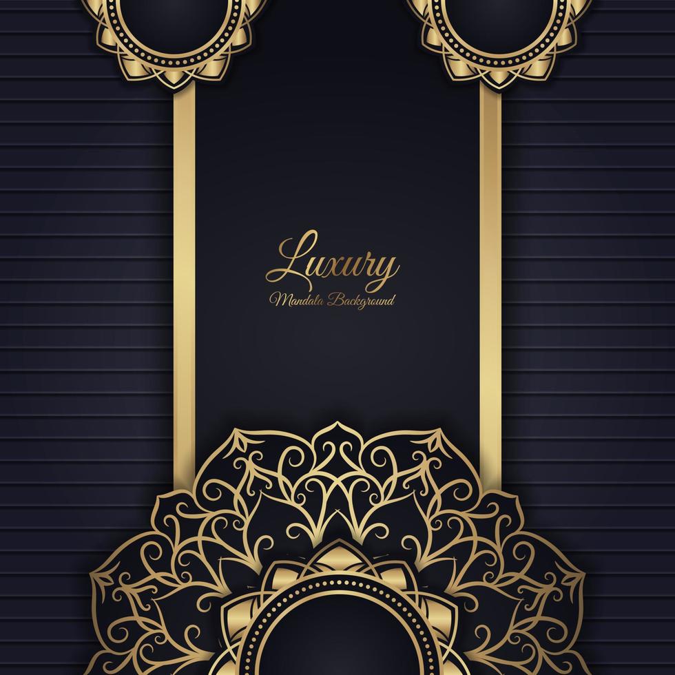 Black background with golden mandala ornament vector