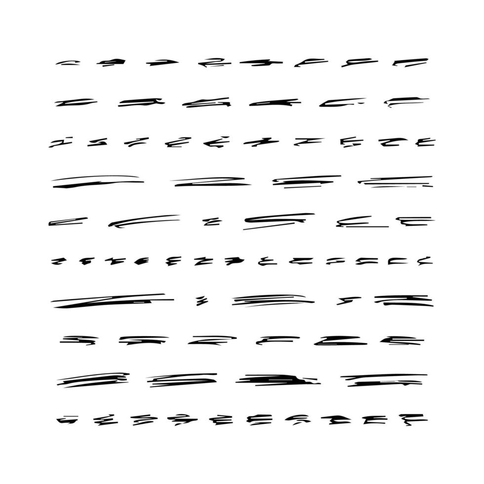 conjunto de varios bordes y trazos de marcador estilo garabato. elementos de diseño dibujados a mano negra sobre fondo blanco. ilustración vectorial vector