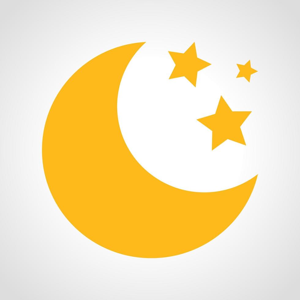 Moon with stars Icon. Multicolored weather icon on white background. Vector illustration.