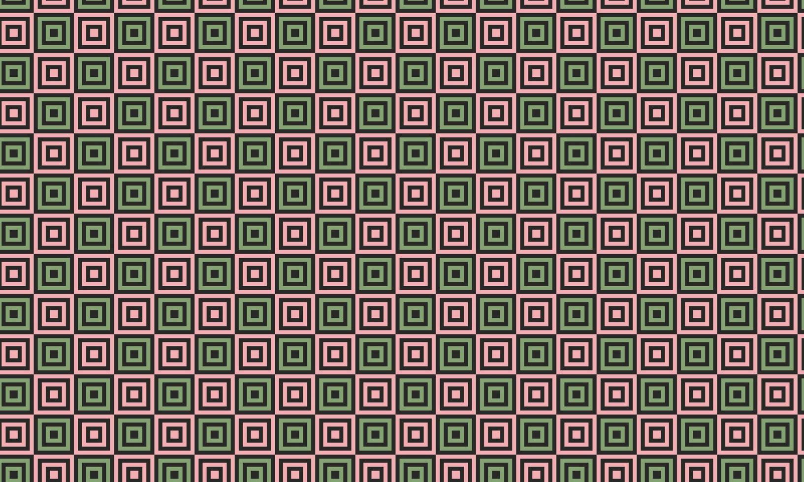 Abstract geometric seamless pattern  with pink and green squares on black background. Trendy simple minimalism line vector design