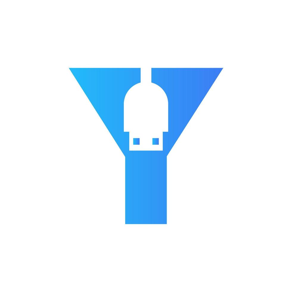 Initial Letter Y USB Symbol Design. Computer Connection USB Cable Icon Vector