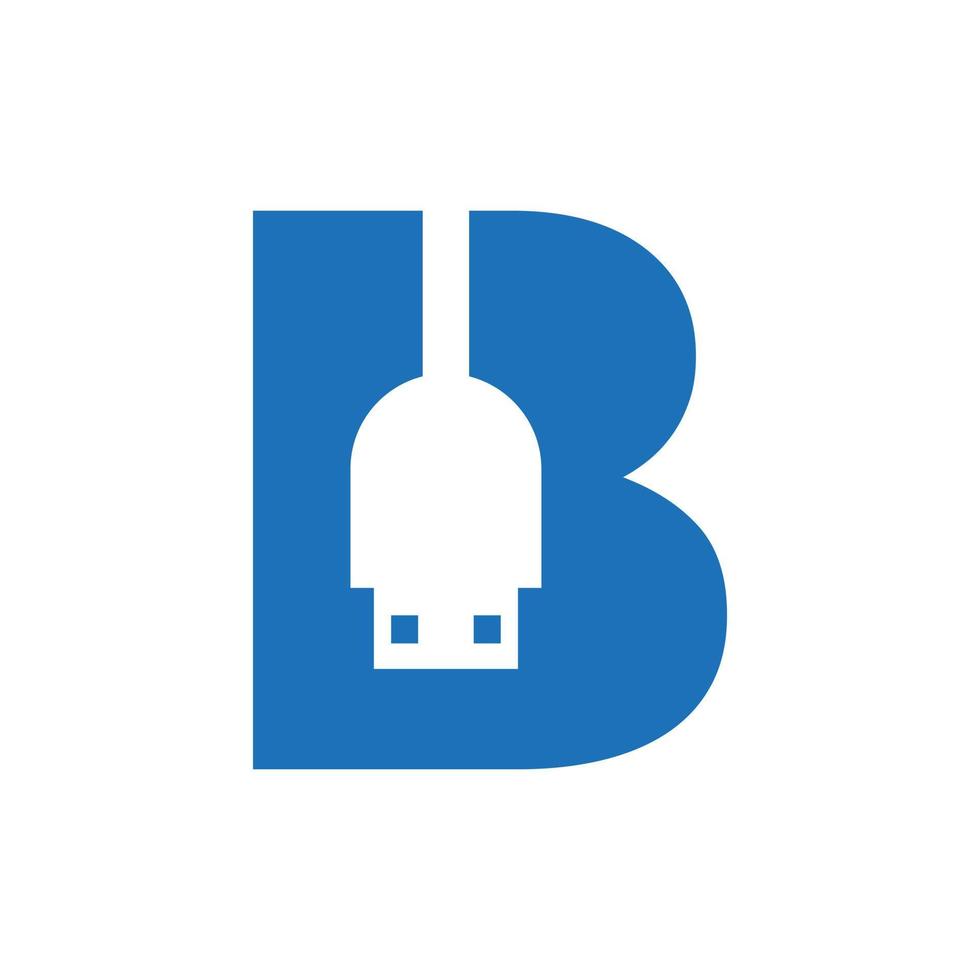 Initial Letter B USB Symbol Design. Computer Connection USB Cable Icon Vector