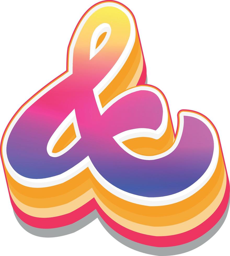 Colorful 3d illustration of ampersand sign vector