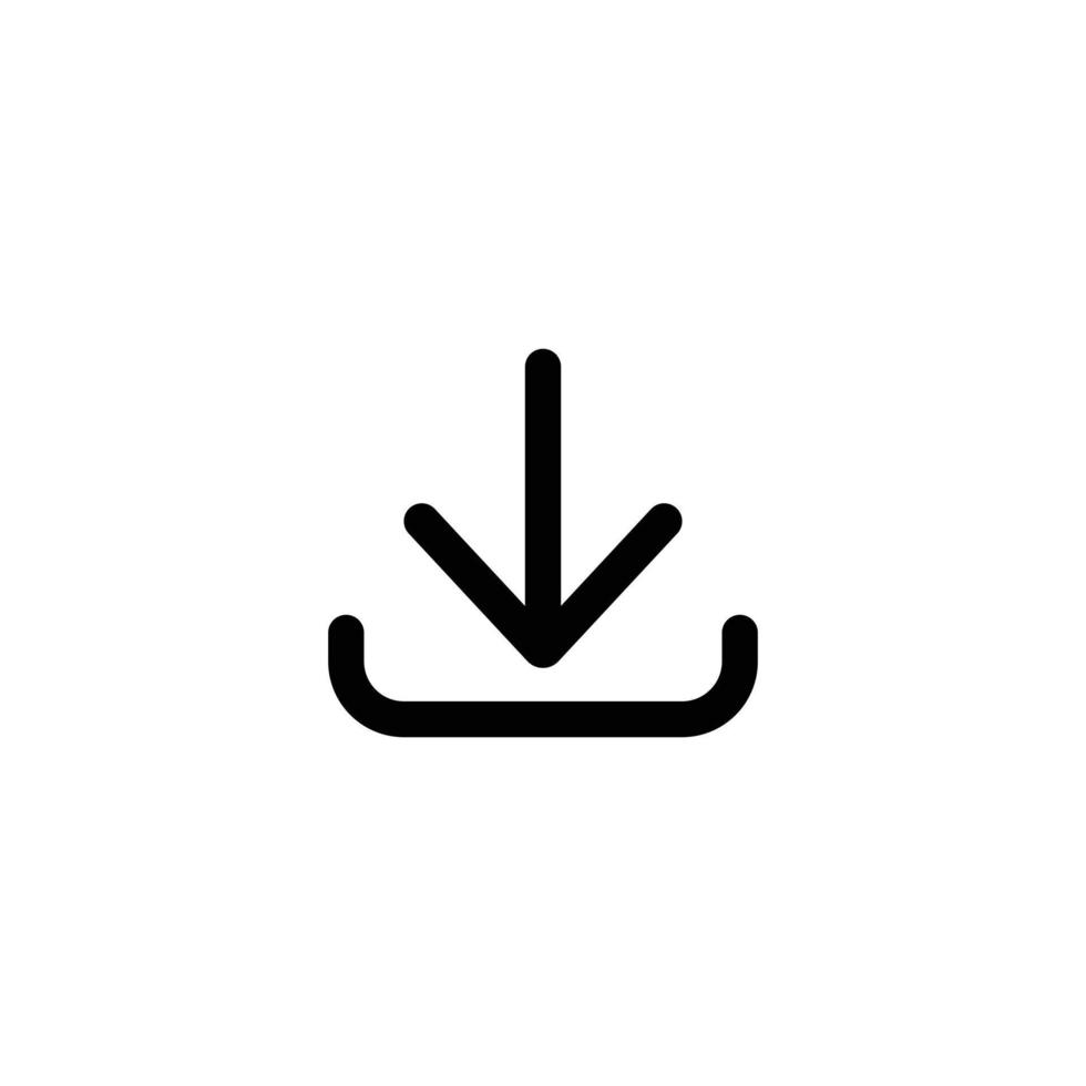 eps10 black vector downloading line art abstract icon or logo isolated on white background. downward arrow outline symbol in a simple flat trendy modern style for your website design, and mobile app