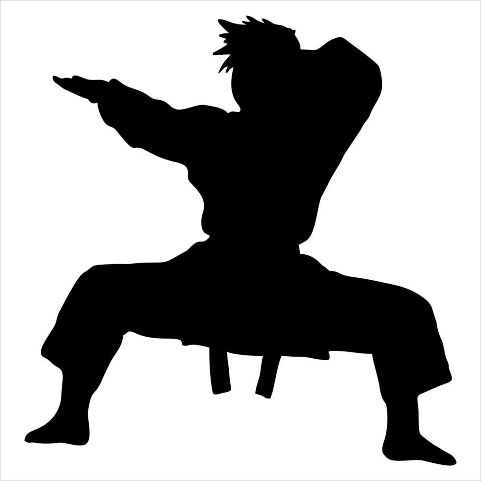 illustration of silhouette fighter silat karate muaythai vector