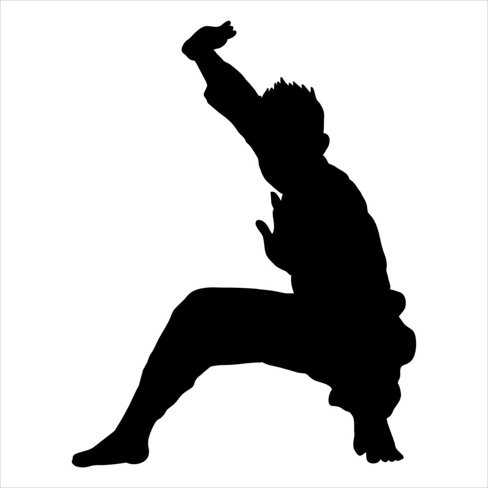 illustration of silhouette fighter silat karate muaythai vector