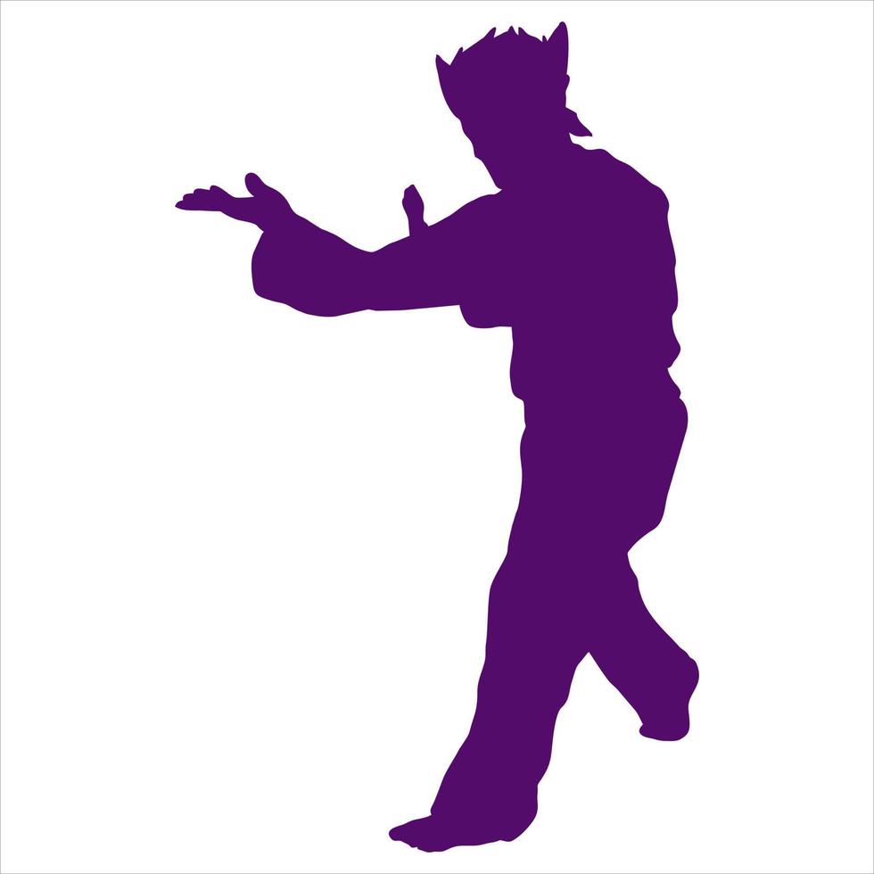 illustration of silhouette fighter silat karate muaythai vector