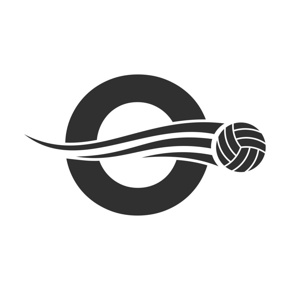 letra inicial o concepto de logotipo de voleibol con icono de voleibol en movimiento. plantilla de vector de símbolo de logotipo de deportes de voleibol