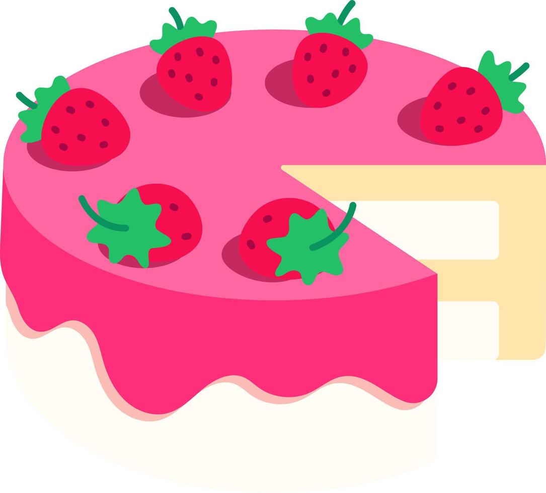Vanilla Strawberry Cake was divided Dessert Icon Element illustration Flat style vector