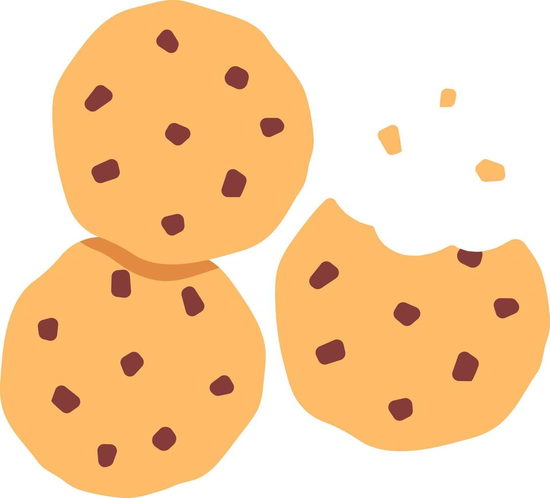 Vanilla Chocolate Chip Cookies Three Piece  Dessert Icon Element illustration Flat style vector