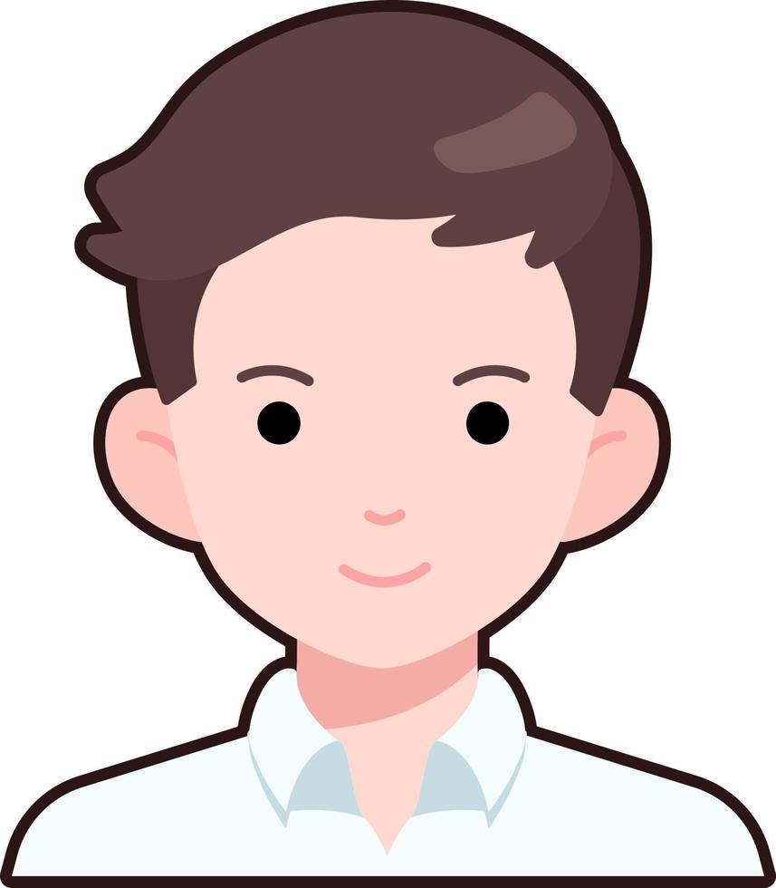 hombre de negocios niño avatar usuario persona gente camisa blanca pegatina plana estilo negro vector