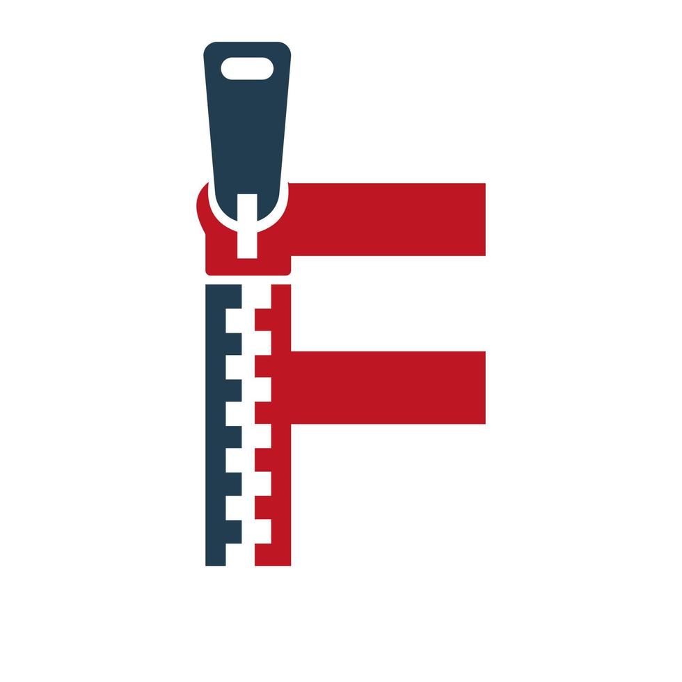 logotipo inicial de la cremallera f para tela de moda, bordado y plantilla de vector de identidad de símbolo textil