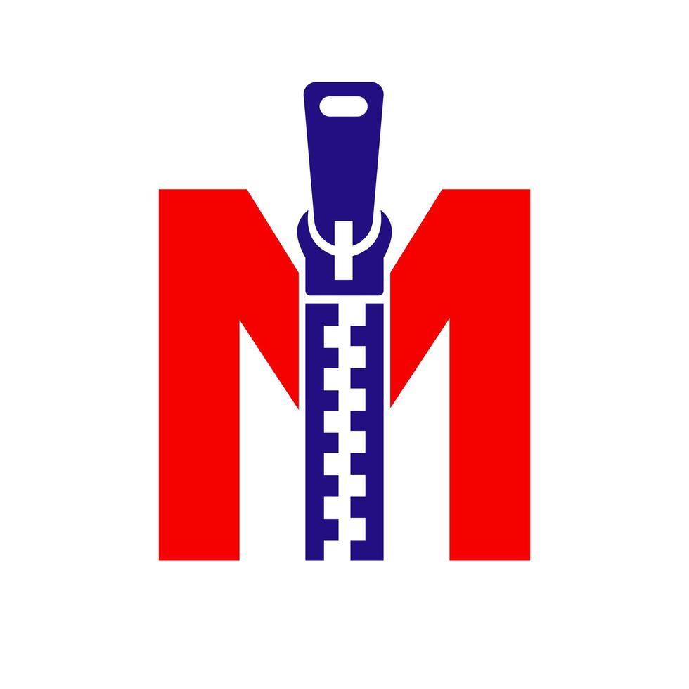 Initial Letter M Zipper Logo For Fashion Cloth, Embroidery and Textile Symbol Identity Vector Template
