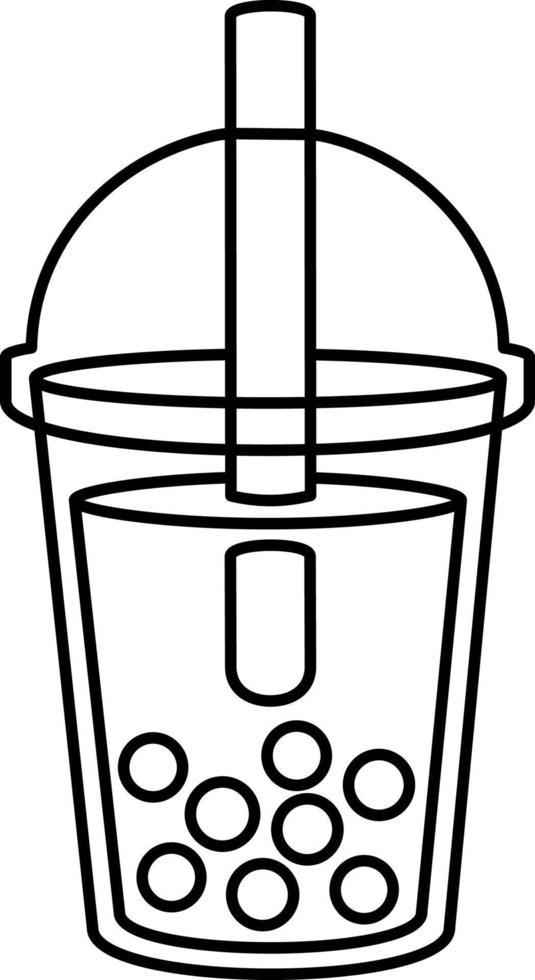 línea de ilustración de elemento de icono de postre de té de leche de burbujas vector