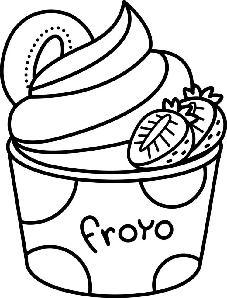 línea de ilustración de elemento de icono de yogur helado froyo vector