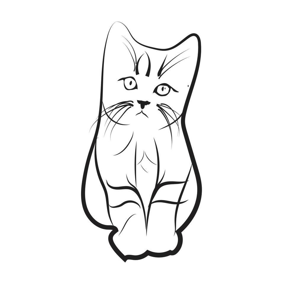 Cat vector line art.