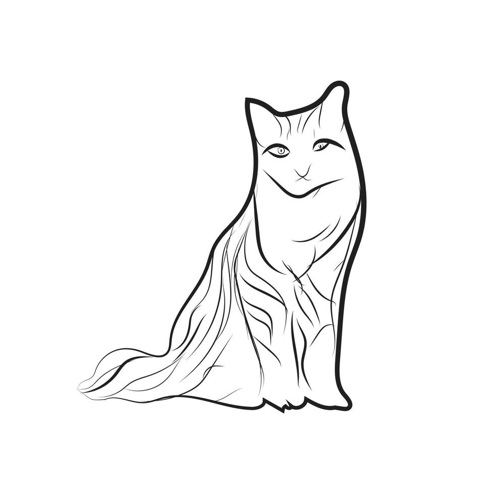 Cat vector line art.