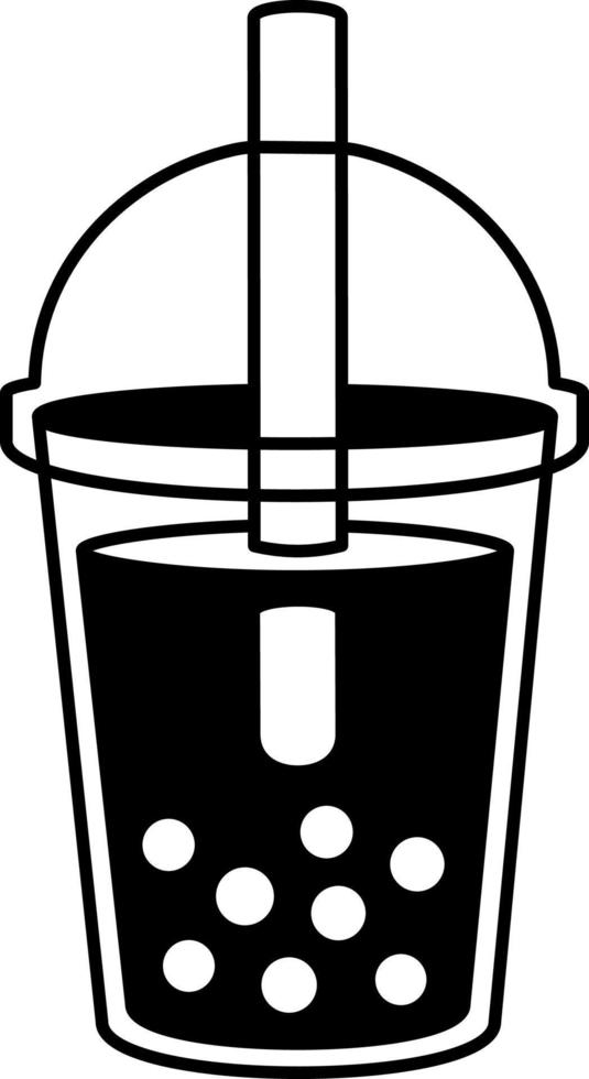 ilustración de elemento de icono de postre de té de leche de burbujas semisólido en blanco y negro vector