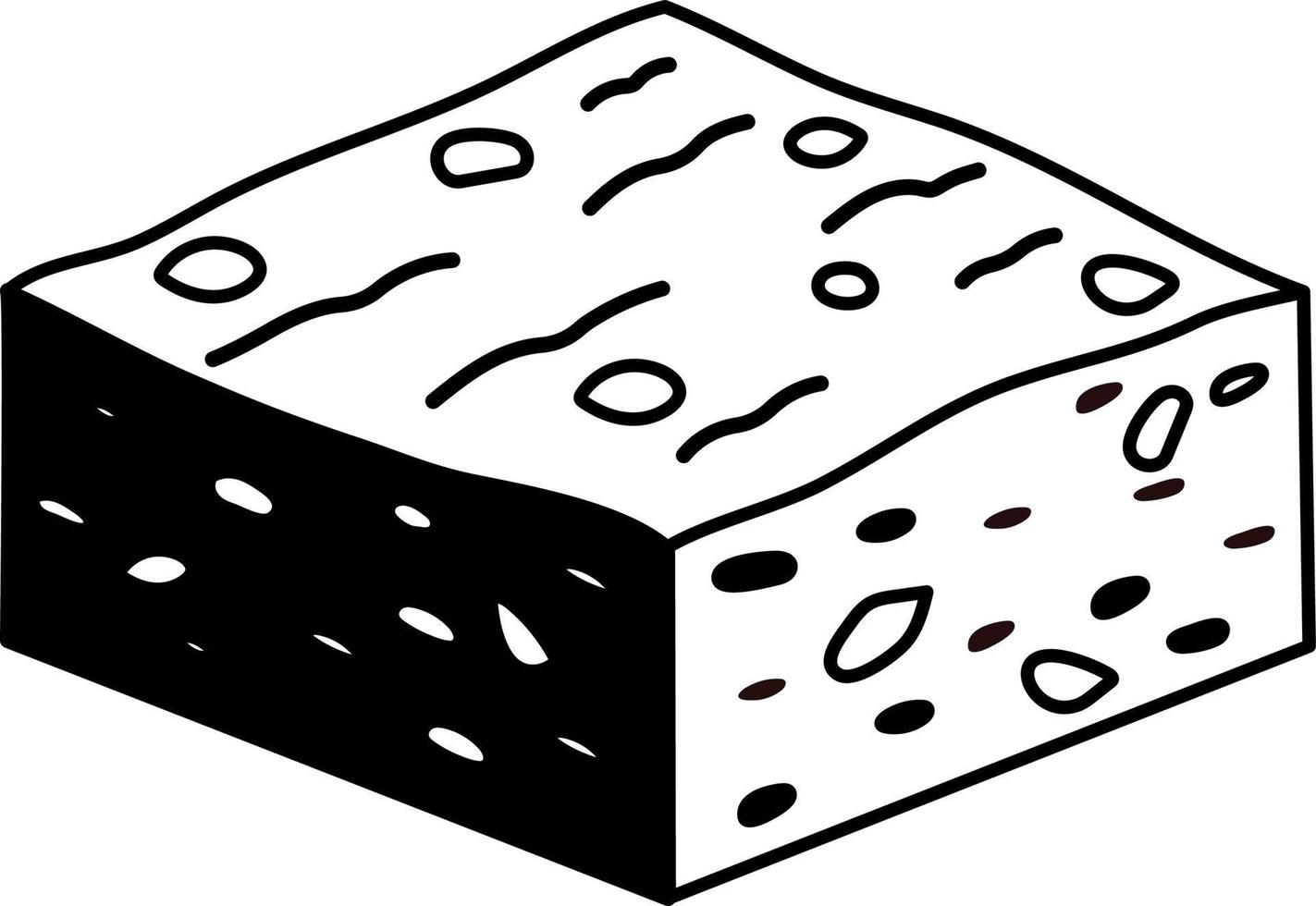 Brownie Cake Dessert Icon Element illustration Semi-Solid Black and White vector