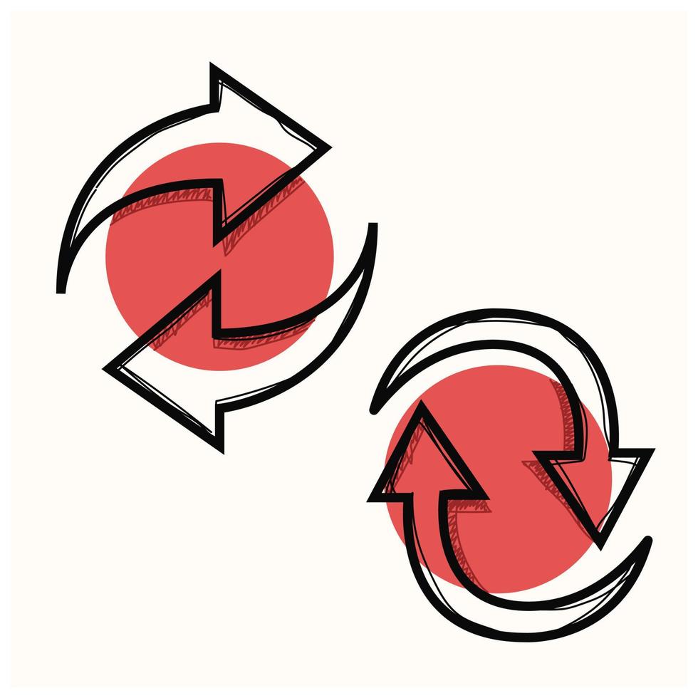 double reverse circular swap arrow icon doodle illustration vector