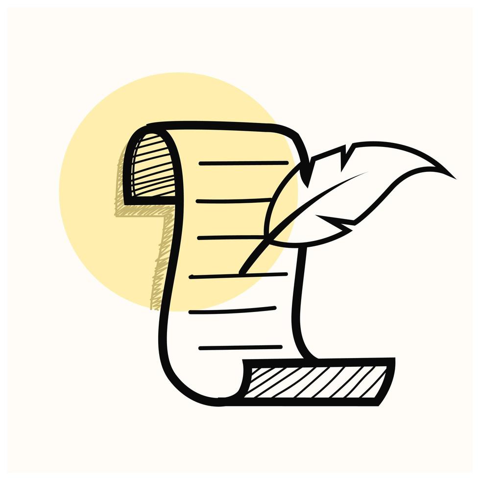 hand drawn doodle pen and paper writing icon symbol for copy writing illustration vector