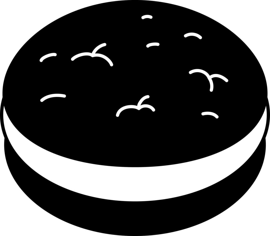 sándwich whoopie malvavisco postre icono elemento ilustración semisólido blanco y negro vector