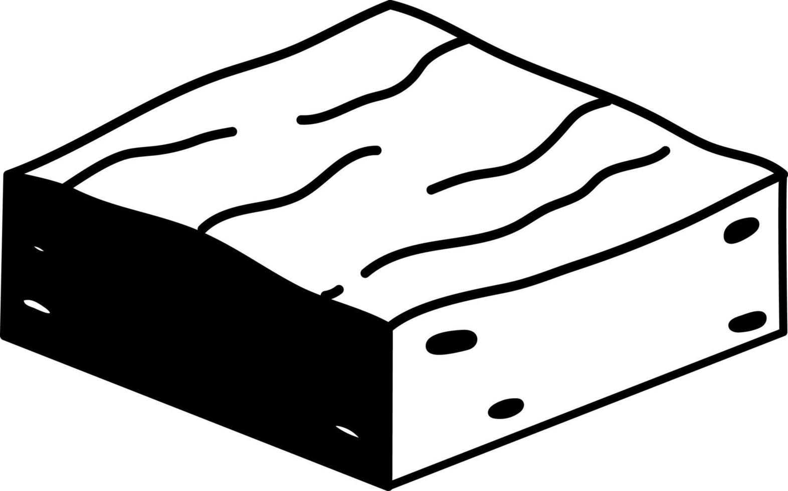 Fudge Brownie Dessert Icon Element illustration Semi-Solid Black and White vector