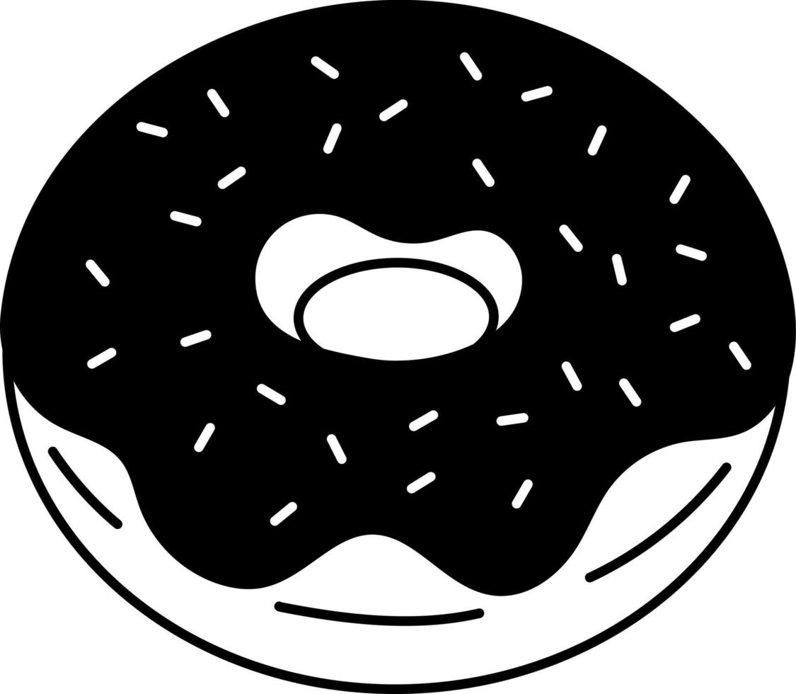 Strawberry Donut Dessert Icon Element illustration Semi-Solid Black and White vector