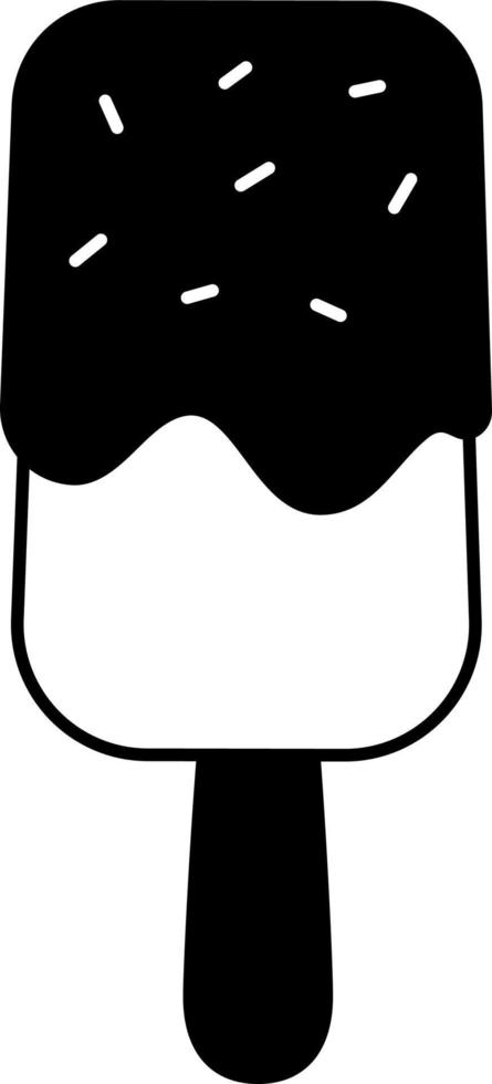 Vanilla Strawberry Ice Cream Popsicles Dessert Icon Element illustration Semi-Solid Black and White vector