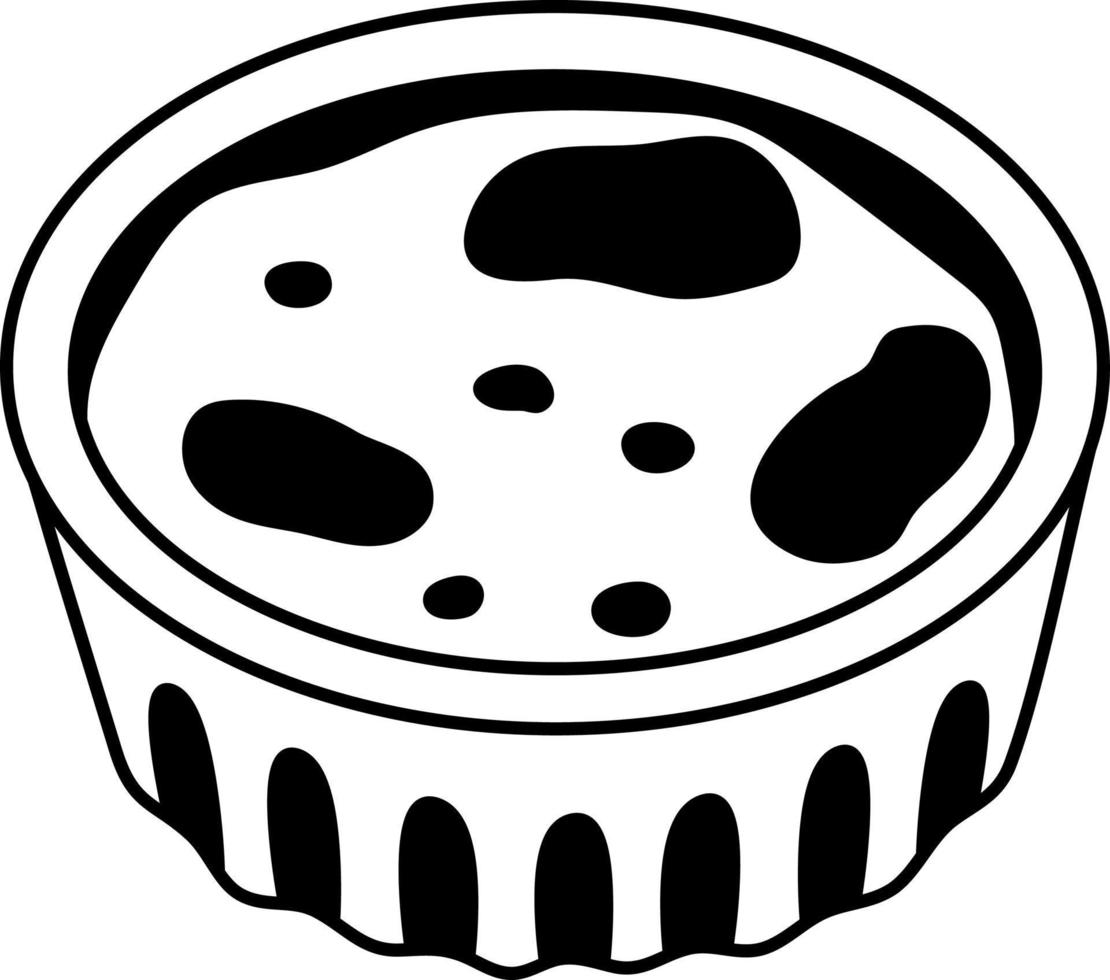 ilustración de elemento de icono de huevo agrio semisólido en blanco y negro vector