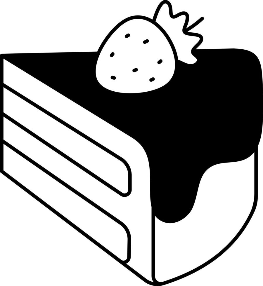 A piece of Vanilla Strawberry Cake tilted slightly upward Dessert Icon Element illustration Semi-Solid Transparent vector