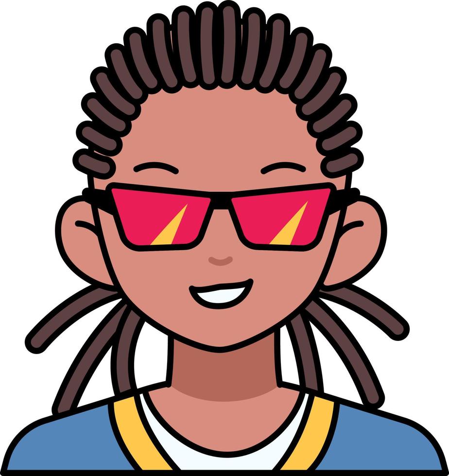 hiphop hombre niño avatar usuario persona gente gafas estilo de contorno de color negro vector