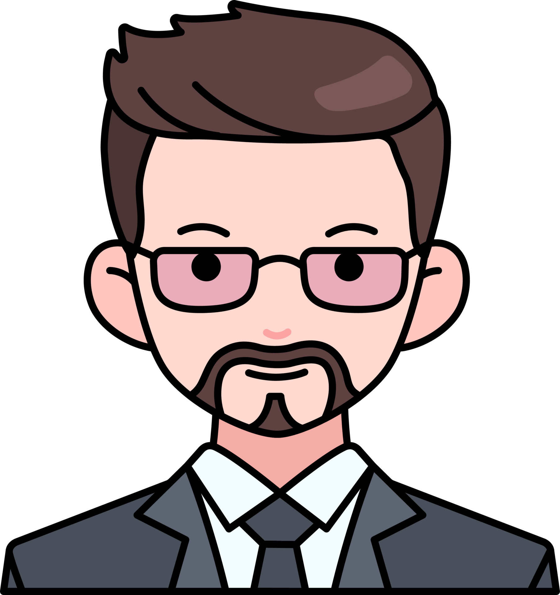 Business man boy avatar User person people beard glasses Colored