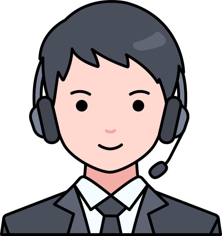 Service call center Man User avatar person people Colored Outline Style vector