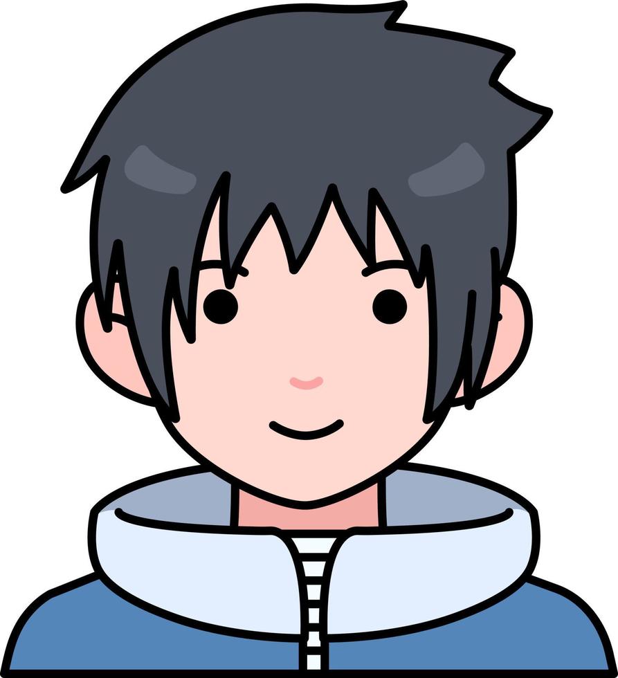 joven chico avatar usuario persona gente abrigo invierno color contorno estilo vector