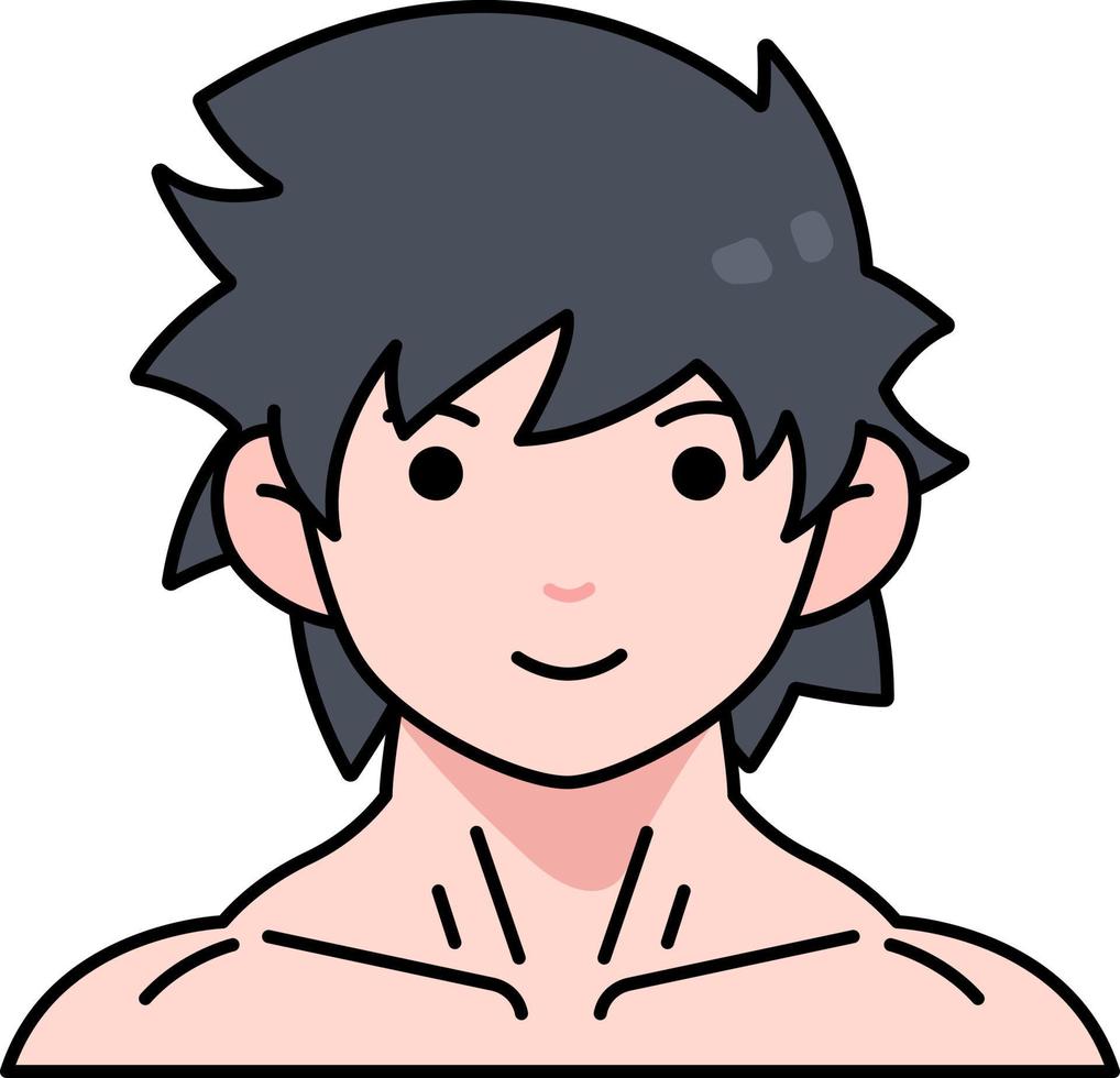 Muscle Man boy avatar User person people cartoon cute Colored Outline Style vector