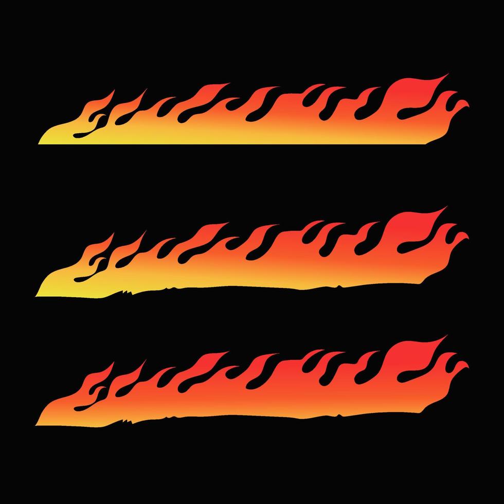 Hand drawn fire illustration on black background for element design. silhouette of flames for design element. vector