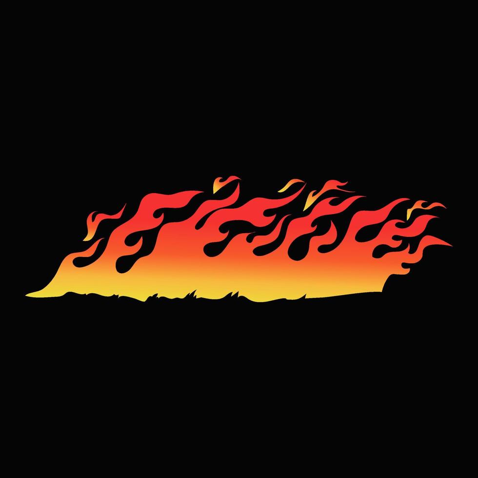 Hand drawn fire illustration on black background for element design. silhouette of flames for design element. vector